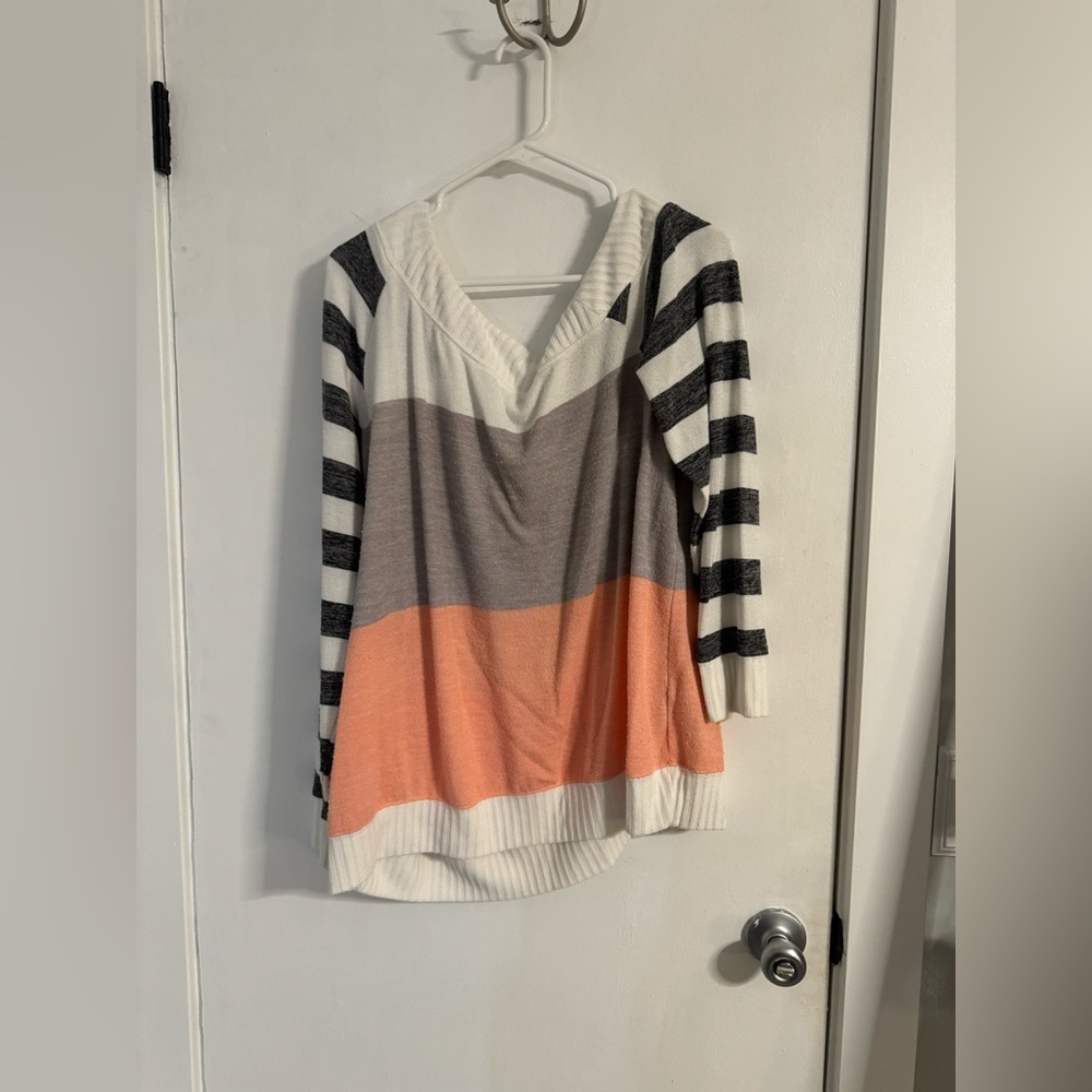 Torrid - Plush Color Blocked Sweater with Boat Neck - Size 3 (22/24)